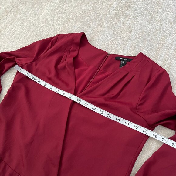 Forever 21 Long Sleeve Surplice Faux Wrap Shorts Romper S - Picture 7 of 10